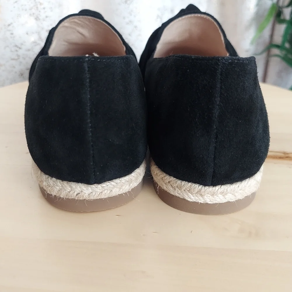 Isaac Mizrahi Live! Knotted Espadrille Black Suede Women's Size 9